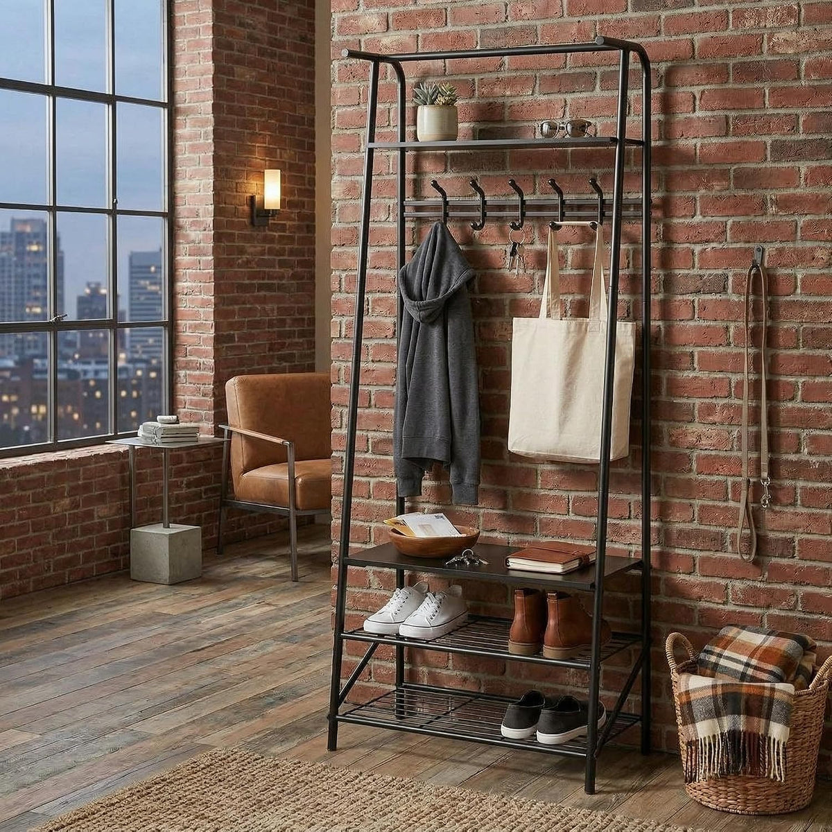 Entryway Hall Tree Coat Shoe Storage Bench